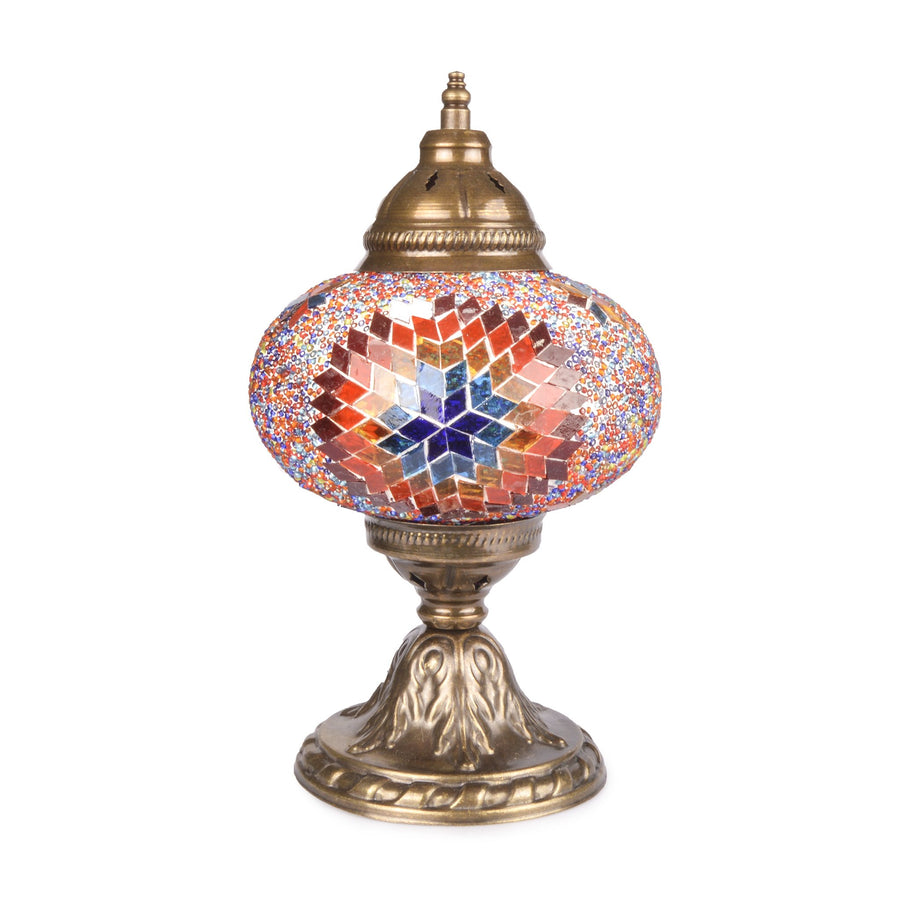 Striking Beautiful Blue/Red/Orange Handmade Stained Glass Turkish Mosaic Lamp 