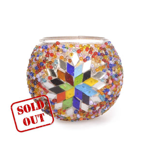 Colourful Beaded Mosaic Candle Holder with Stained Glass Star | 1511