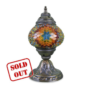 Multicoloured Mosaic Lamp with Turquoise/Orange/Red Stained Glass Six-Point Star Pattern | 1005