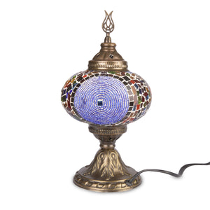 Colourful Stained Glass Mosaic Turkish Lamp with Red Beading | 1017