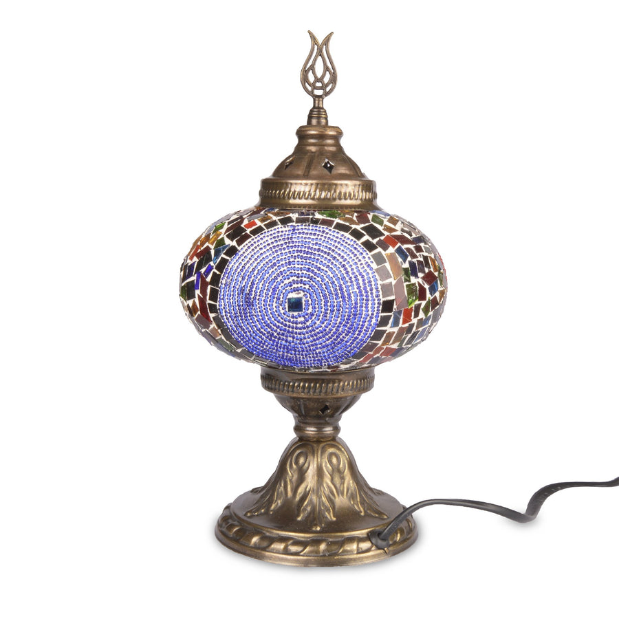 Stunning Colourful Stained Glass Mosaic Turkish Lamp with Red Beading