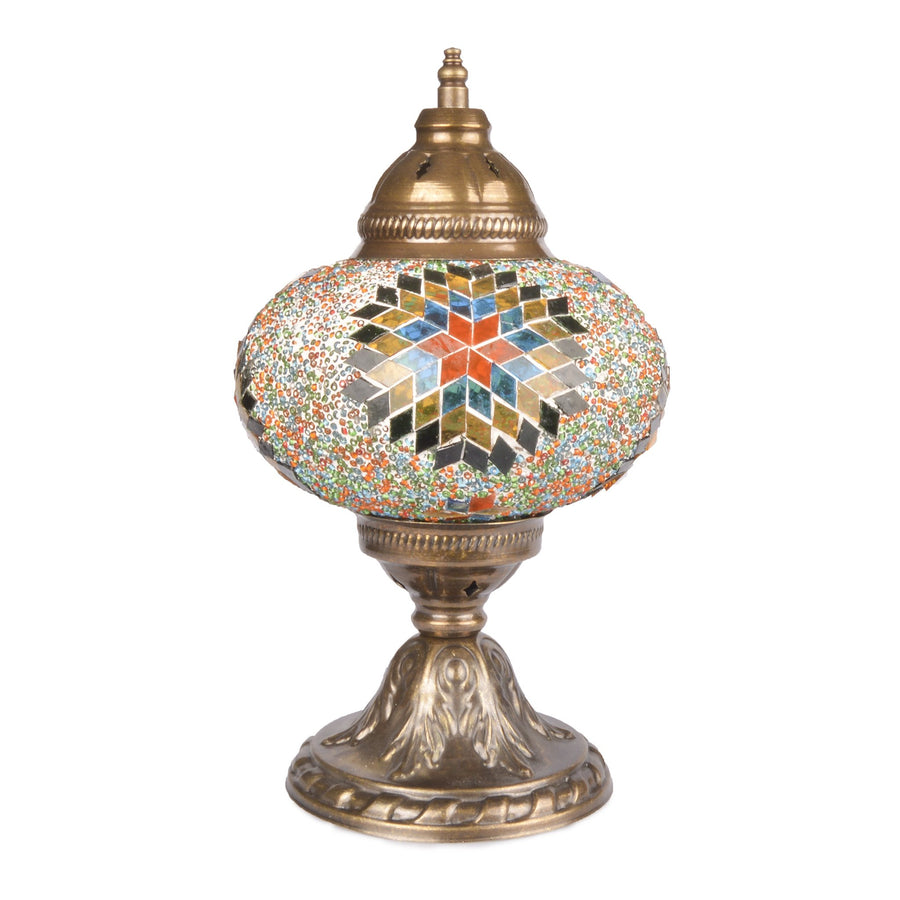 Stunning Handmade Orange/Blue/Yellow Stained Glass Turkish Mosaic Lamp | 1021