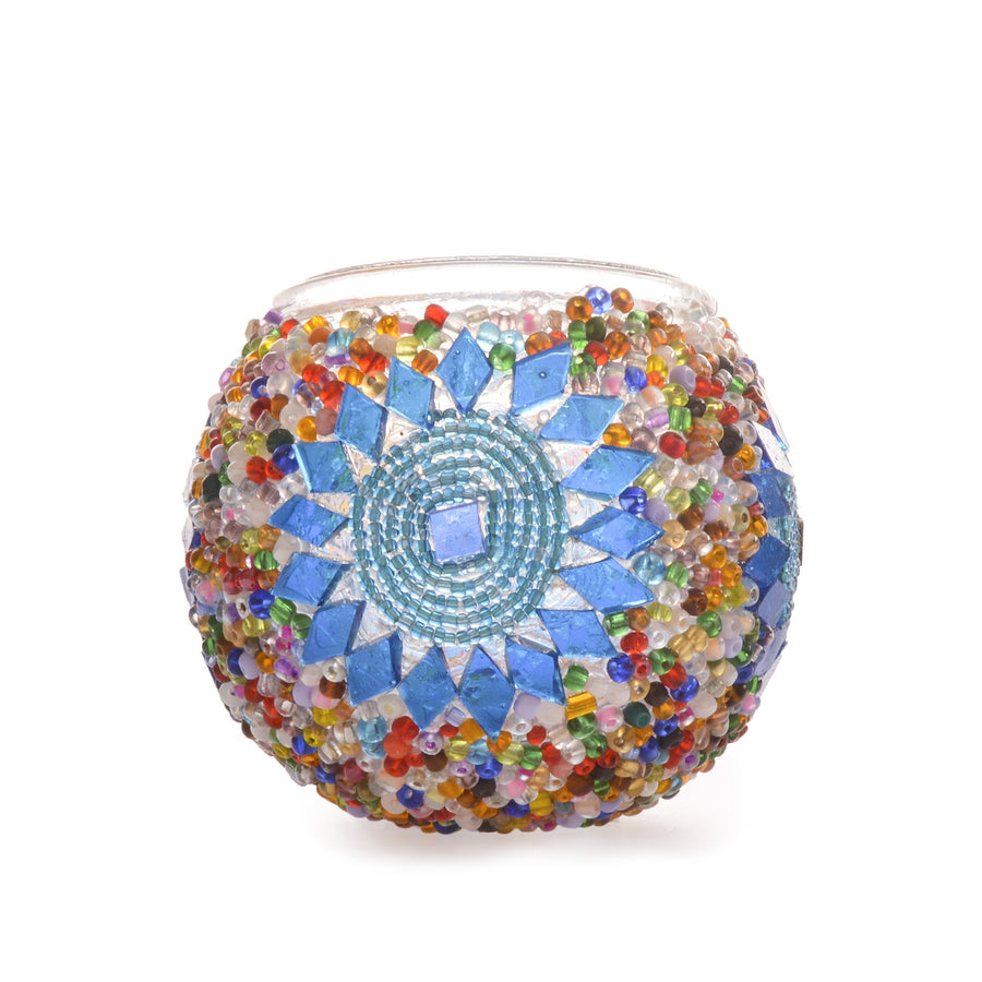 Candy Coloured Stained Glass Beaded Candle Holder | 1505