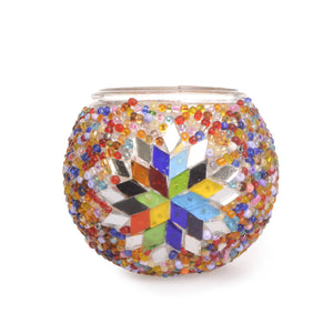 Stunning Bright & Colourful Handmade Turkish Beaded Mosaic Candle Holder with Stained Glass Star Mirror Lost in Amsterdam