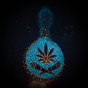 Lost in Amsterdam natural pumpkin lamp with weed leaf & joints 420