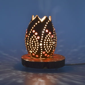 Small table lamp made of carved beaded pumpkin. | 275