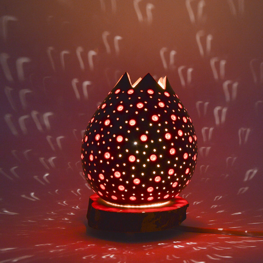 Small table lamp made of carved beaded pumpkin. | 276