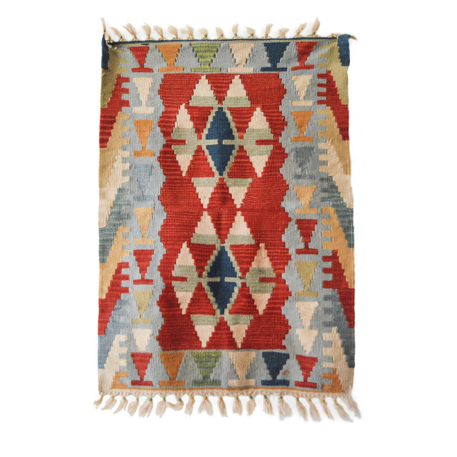 Authentic Anatolian Kilim with Wolf's Mouth Motif | Earthy Tones | 80 cm x 130 cm