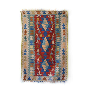 plant motif rug Turkish vintage kilim | ethnographic art  