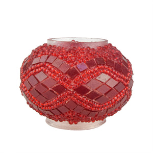 Decorative Item | Stained Glass Mosaic Spot Holder With Red Beads