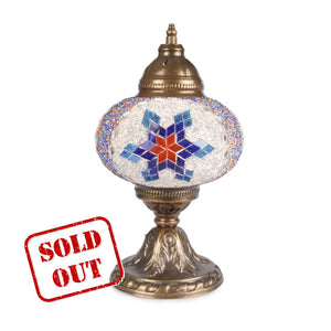 Stunning Handmade Blue/Red/White Stained Glass Turkish Mosaic Lamp | 1018