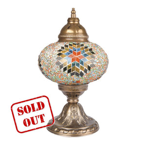 Stunning Handmade Orange/Blue/Yellow Stained Glass Turkish Mosaic Lamp | 1021